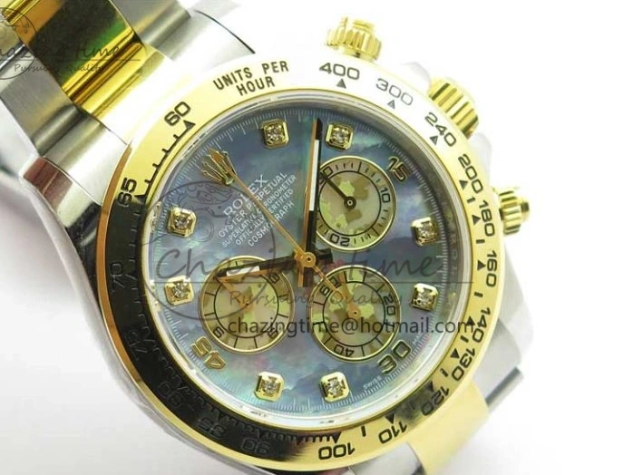 MiroTime 0520 Daytona 116520 SS YG UBF Best Edition Ice Blue MOP Crystal Markers Dial on SS YG Bracelet A Casual 2936